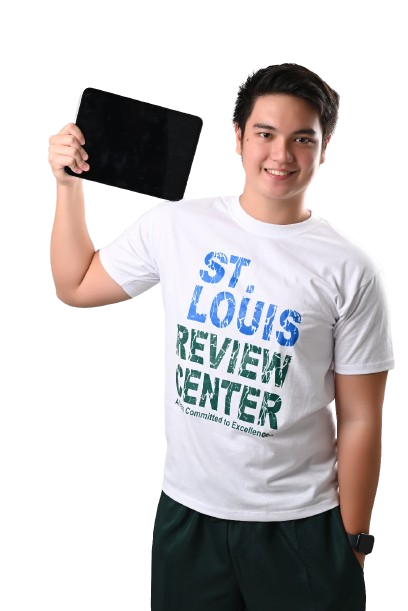 An SLRC student in branded shirt holding a tablet